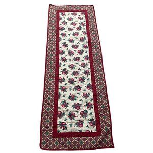 Handmade Quilted Christmas‎ Apple Table Runner Red Green Ornaments Holly